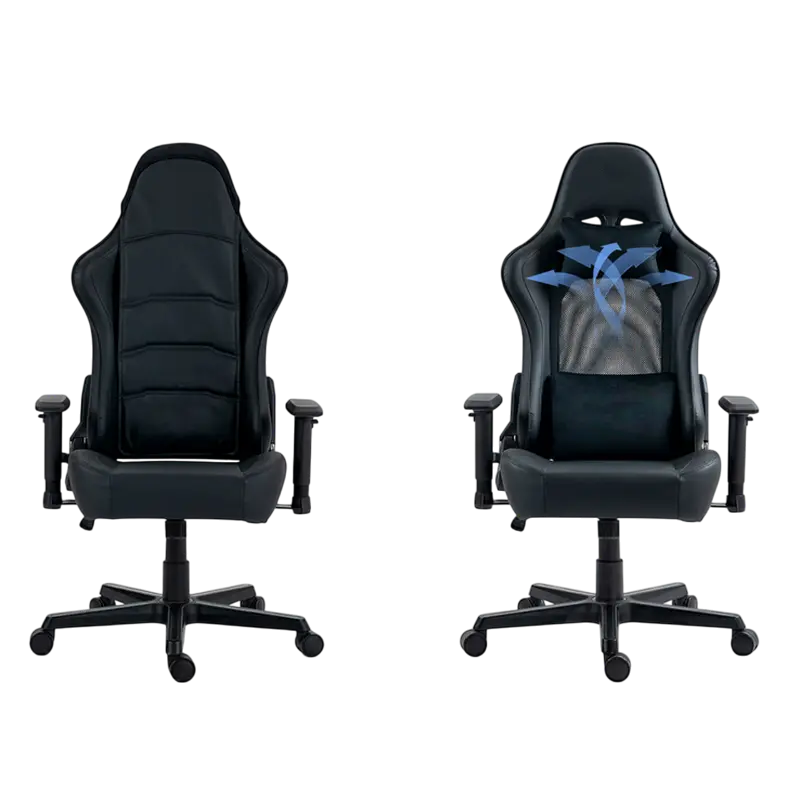Scaun Gaming Lumi CH09-10, PVC Piele, Negru