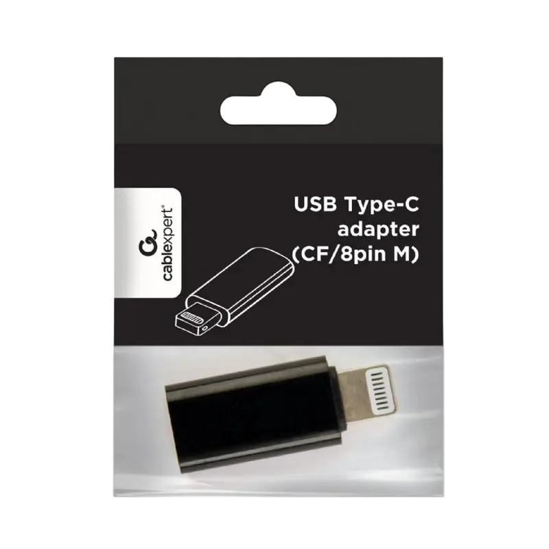 Аудио адаптер Cablexpert A-USB-CF8PM-01, Lightning - USB Type-C, Черный