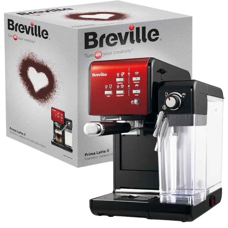 Cafetiera manuala Breville Prima Latte II VCF109X-01, 1050W, Roșu