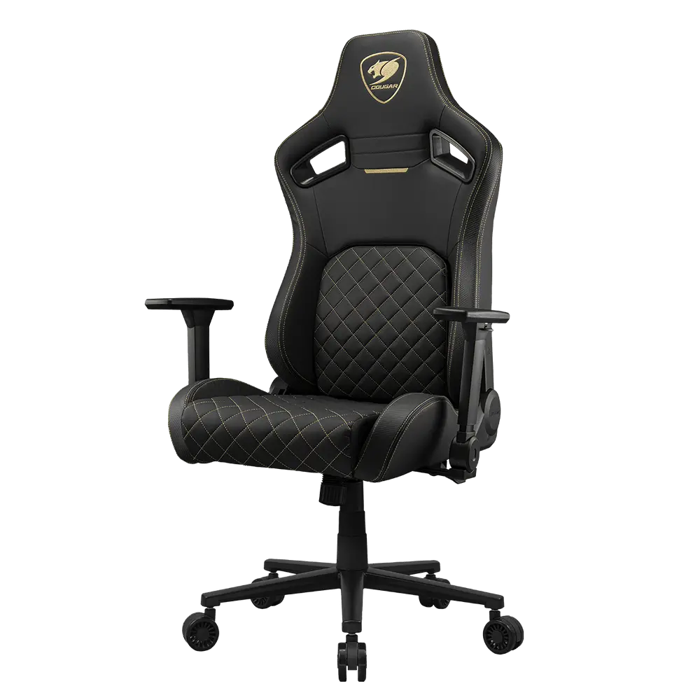 Scaun Gaming Cougar Defensor, Țesătură, PU Piele, Auriu