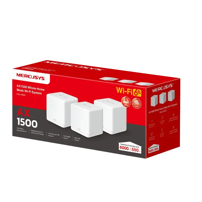 Sistem Wi-Fi Mesh MERCUSYS Halo H60X(3-pack), Alb