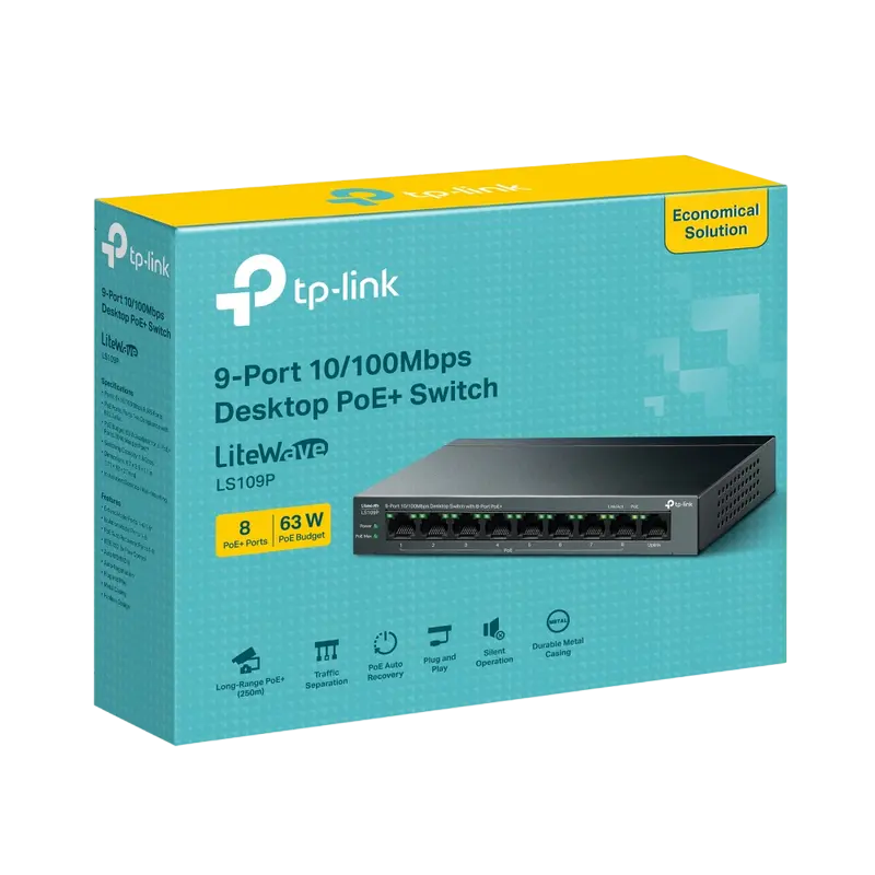 Comutator PoE TP-LINK LS109P, 8x IEEE 802.3af/at