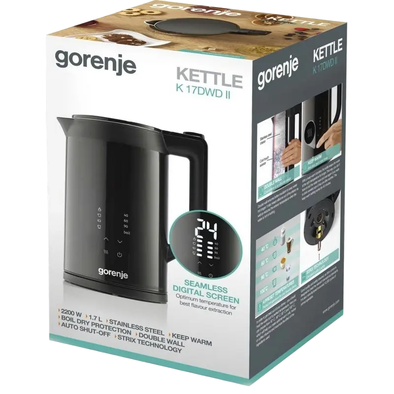 Fierbător electric Gorenje K17DWDII, Negru