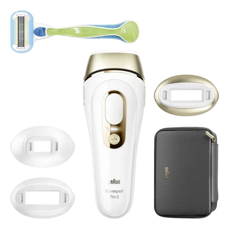 Epilator cu fotoluminiscență Braun Silk-expert Pro 5 PL5242, Alb | Auriu
