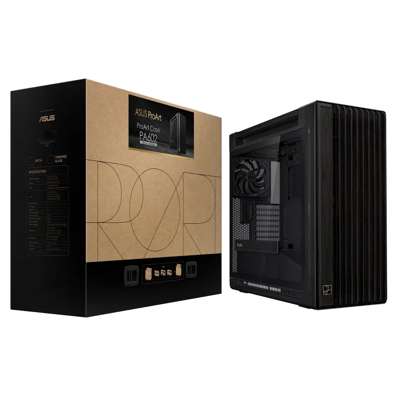 Carcasă PC ASUS ProArt PA602 Wood TG, Midi-Tower, Negru