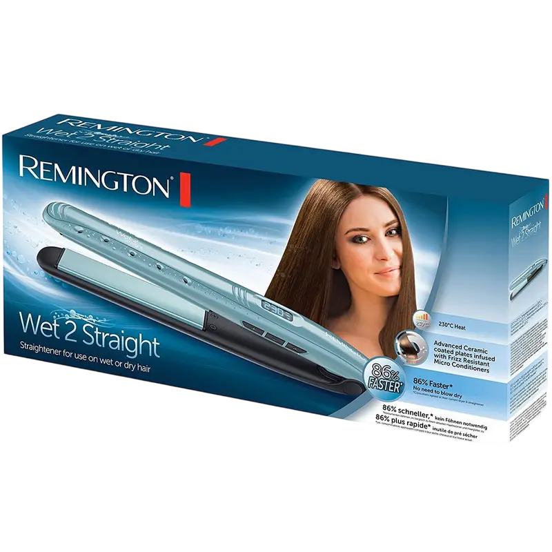 Îndreptător de păr Remington Wet 2 Straight S7300, Albastru