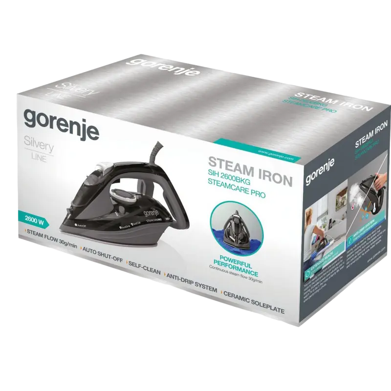 Fier de călcat Gorenje SIH2600BKG, 2600W, Negru | Gri