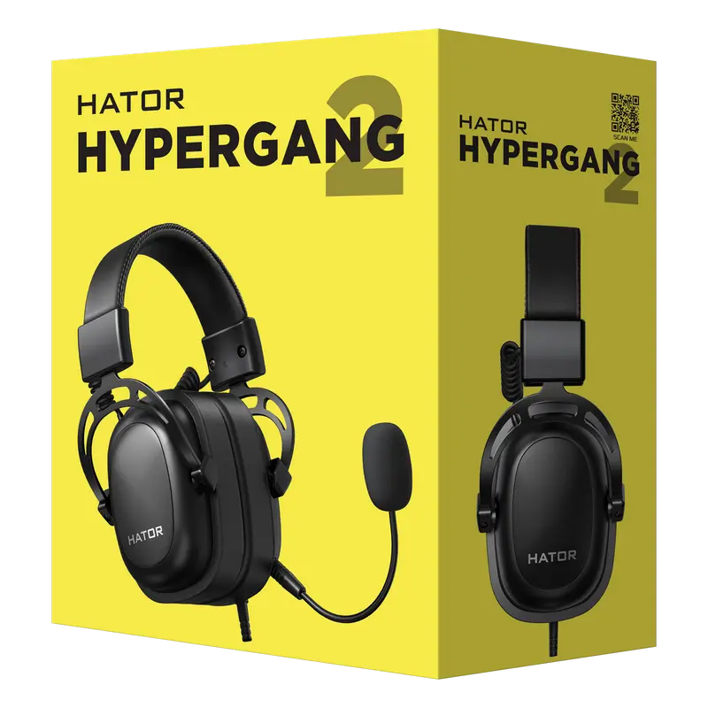 Căști gaming HATOR Hypergang 2, Cu fir, Negru