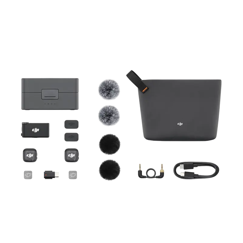 Microfon portabil pentru înregistrare vocală DJI Mic 3 (2 TX + 1 RX + Charging Case), Fără fir, Negru