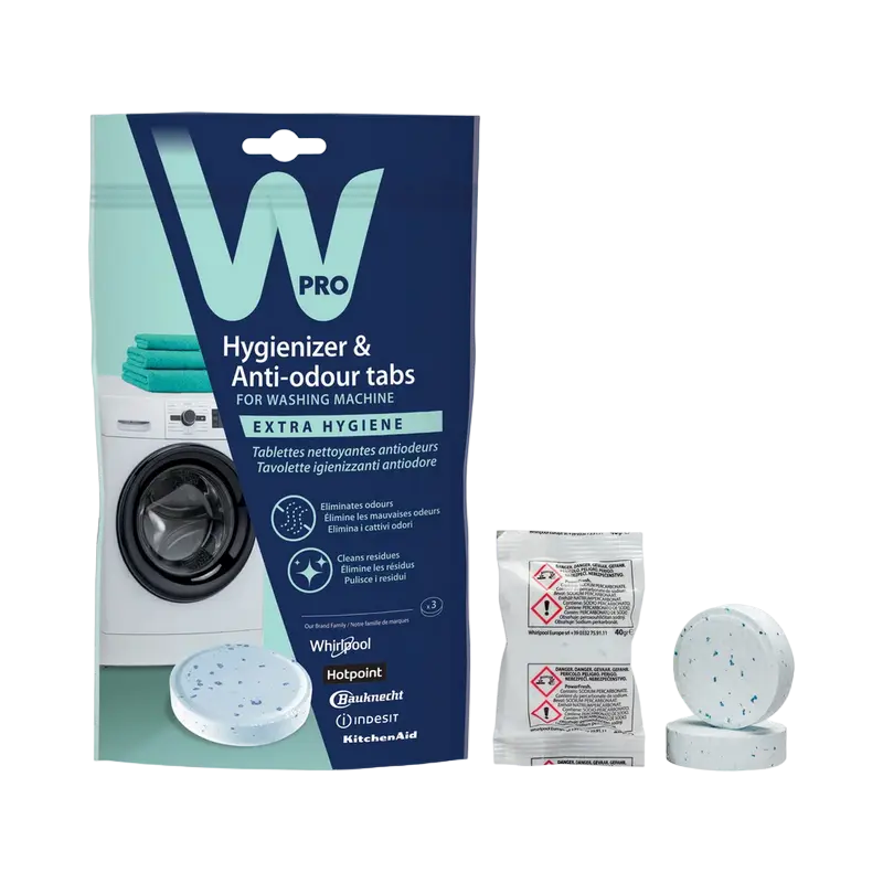 Produs igienic și tablete pentru mașina de spălat Whirlpool Wpro