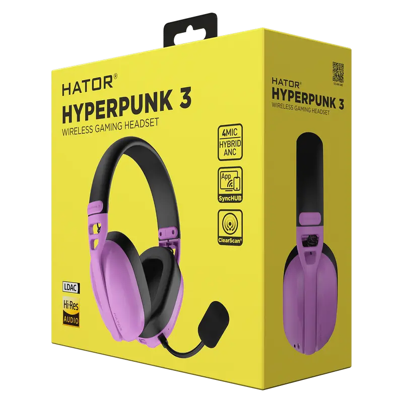 Căști gaming HATOR Hyperpunk 3, Fără fir, Cyber Violet