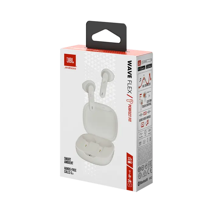 Căști JBL Wave Flex, Alb