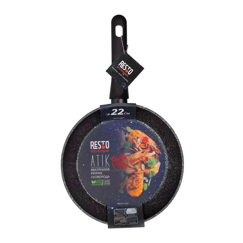 Tigaie RESTO 93401, 22cm, Negru