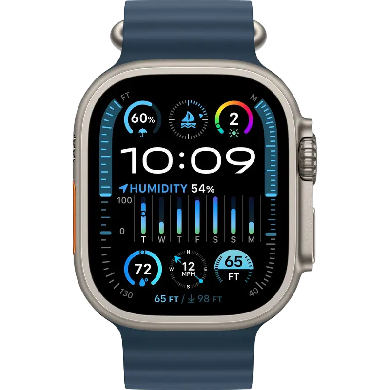 Ceasuri inteligente Apple Watch Ultra 2, 49mm, Titan | Ocean albastru