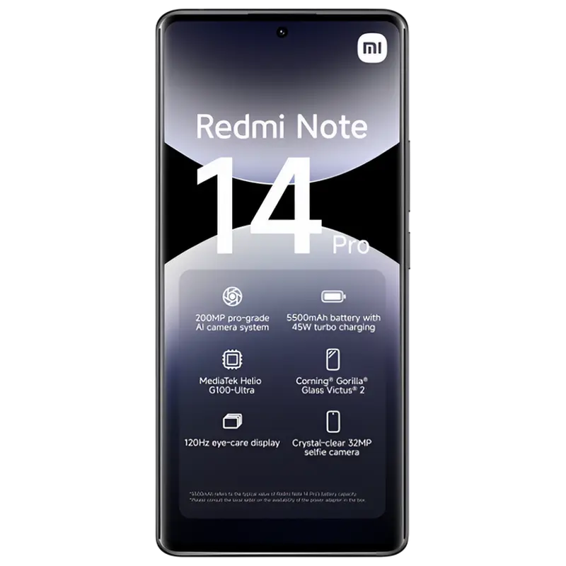 Smartphone Xiaomi Redmi Note 14 Pro 4G, 8GB/256GB, Midnight Black