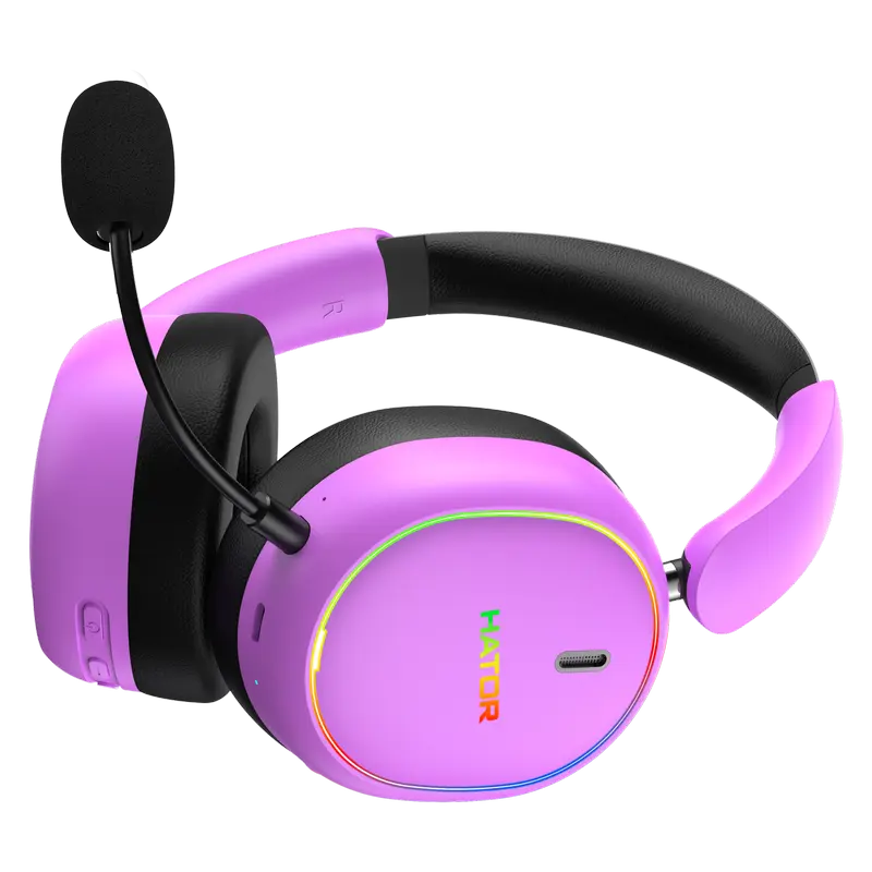 Stand pentru căști gaming HATOR Phoenix 2, Bluetooth/USB, Cyber Violet