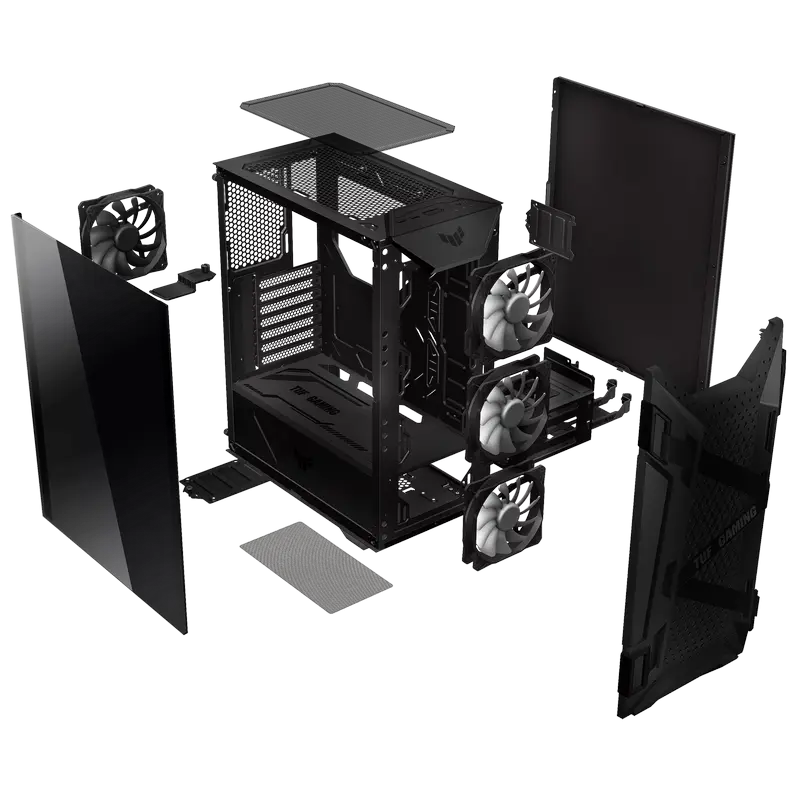 Компьютерный корпус ASUS TUF Gaming GT301, Midi-Tower, Без блока питания, Чёрный