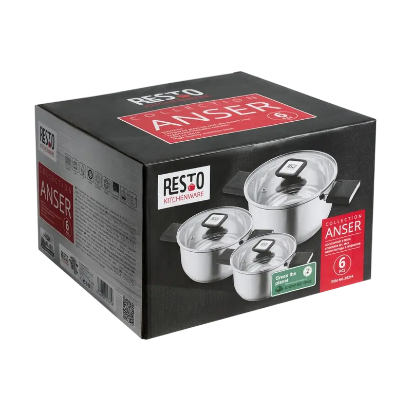 Набор кастрюль RESTO 92214, Нержавеющая сталь