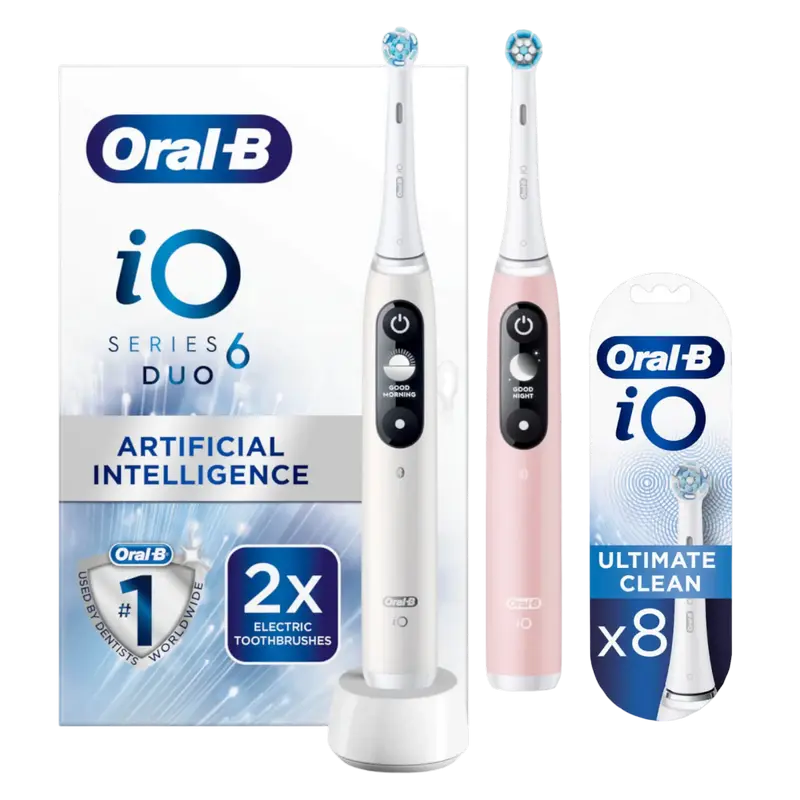 Periuță de dinți electrică Braun Oral-B iO 6 Duo, Alb | Roz
