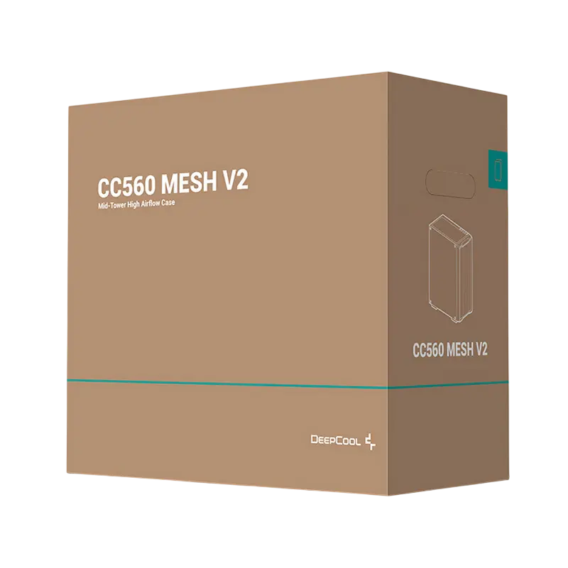 Carcasă PC Deepcool CC560 Mesh V2, Midi-Tower, Fără PSU, Negru