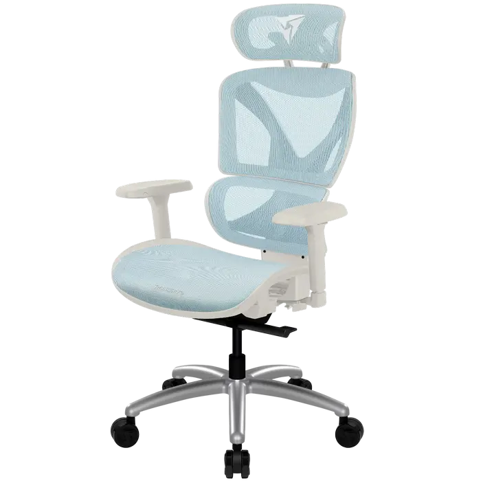 Scaun de birou ThunderX3 XTC Chroma, Plasă Respirabilă, PU Piele, Alb | Albastru