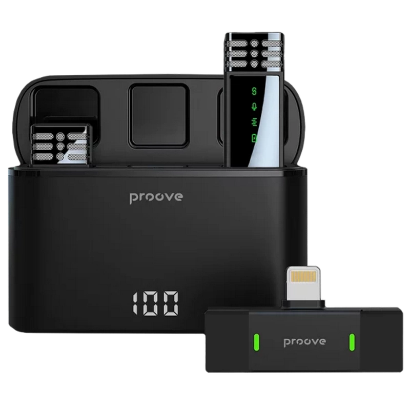 Портативный записывающий микрофон Proove Record Lightning Беспроводной Черный