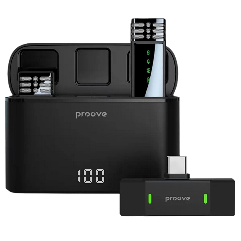 Портативный записывающий микрофон Proove Record Type-C Беспроводной Черный