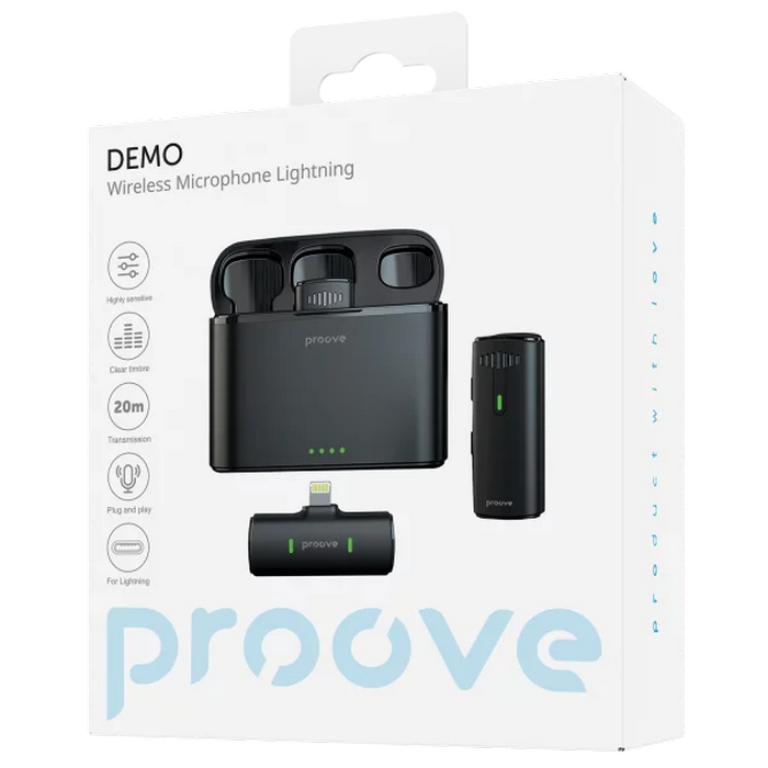Портативный записывающий микрофон Proove Demo Lightning Беспроводной Черный