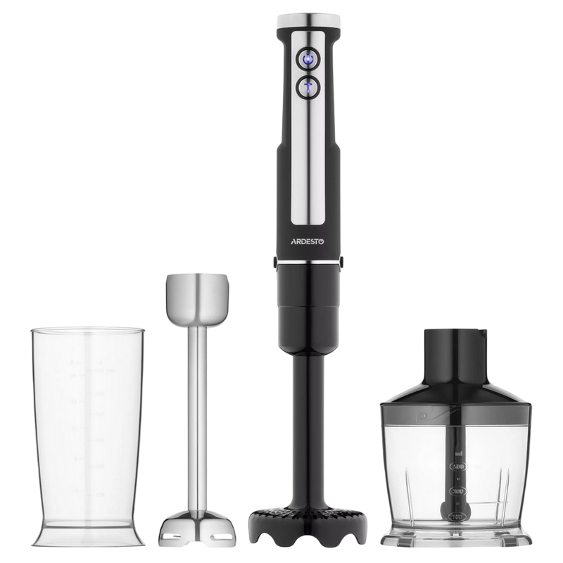 Blender de mână Ardesto HBG-1000BCHP Negru / Argintiu
1000 W | 0.5 l | Oțel Inoxidabil, Plastic