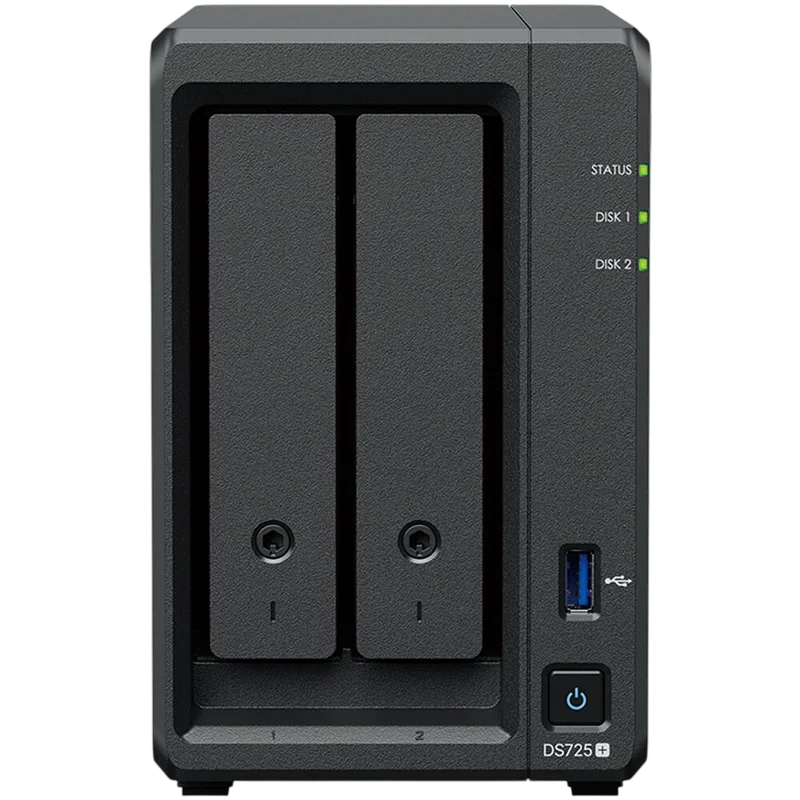 Stocare atașată la rețea SYNOLOGY DS725+ Negru
Disk Station | AMD Ryzen R1600, 2-core 2.6 (base) /3.1 (turbo) GHz | 4 GB DDR4 ECC SODIMM