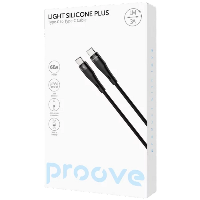 Cablu încărcare și sincronizare Proove Light Silicone Plus Negru
1 m | USB | 3А