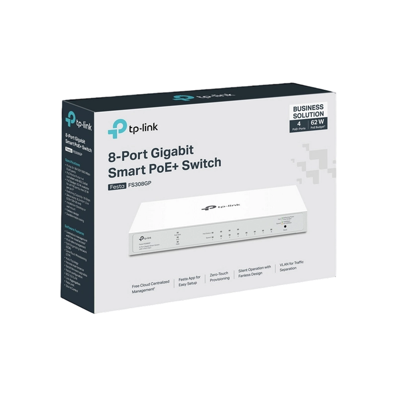 Switch de rețea TP-LINK Festa FS308GP Alb
62 W | 4x IEEE 802.3af/at