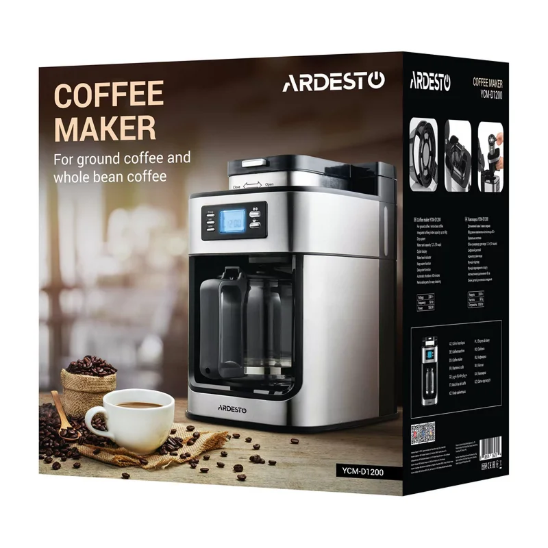 Cafetiera cu picurare Ardesto YCM-D1200 Oțel inoxidabil
Cafea măcinată,Cafea boabe | 1050 W | 1.2 l