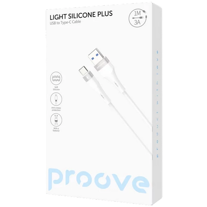 Cablu încărcare și sincronizare Proove Light Silicone Plus Alb
1 m | USB | 3А
