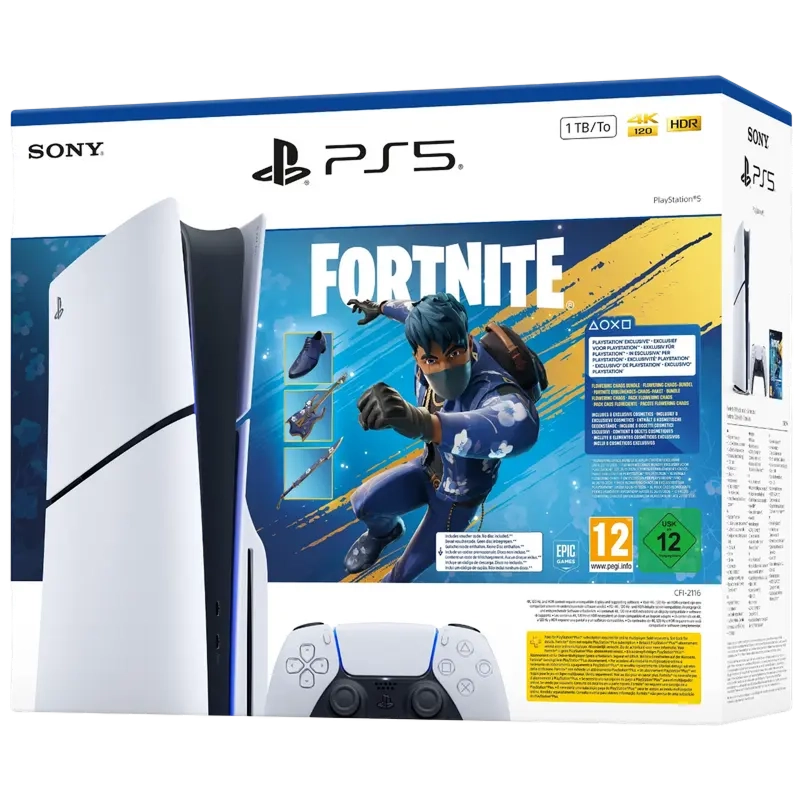 Игровая консоль SONY PlayStation 5 Slim Disc Edition+Fortnite Flowering Белый