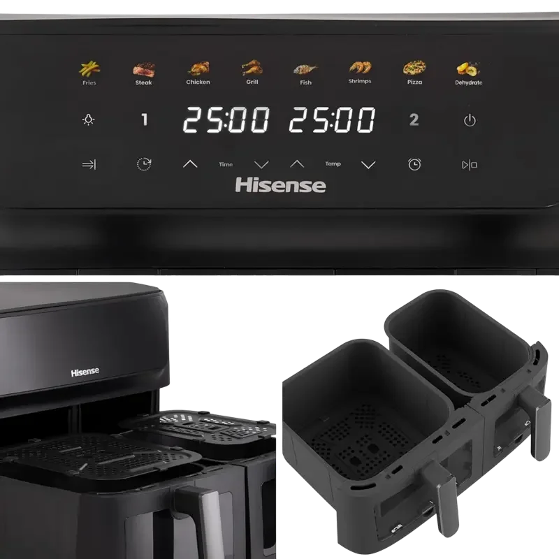 Friteuză cu aer cald Hisense HAF2700DCD Negru
2700 W | 11 l | Antiaderent
