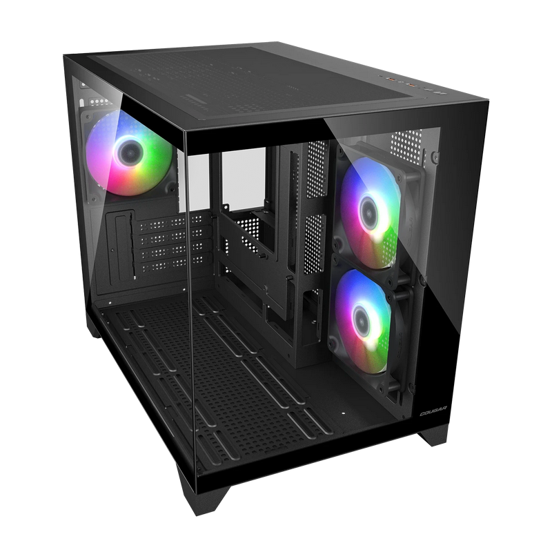 Carcasă PC Cougar FV150 Mini RGB Mini-Tower Negru
Fără PSU | Oțel, plastic ABS, Sticlă călită