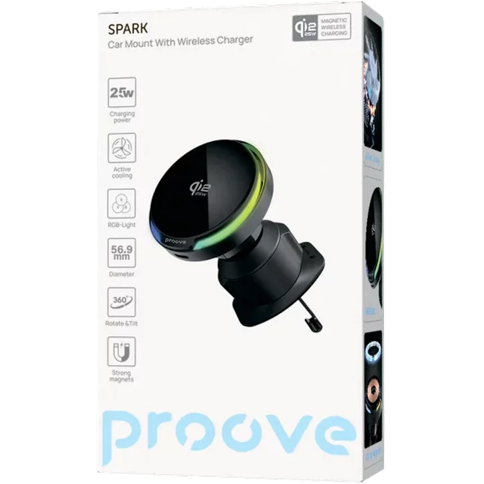 Автомобильный держатель Proove Spark Qi2.2 Черный