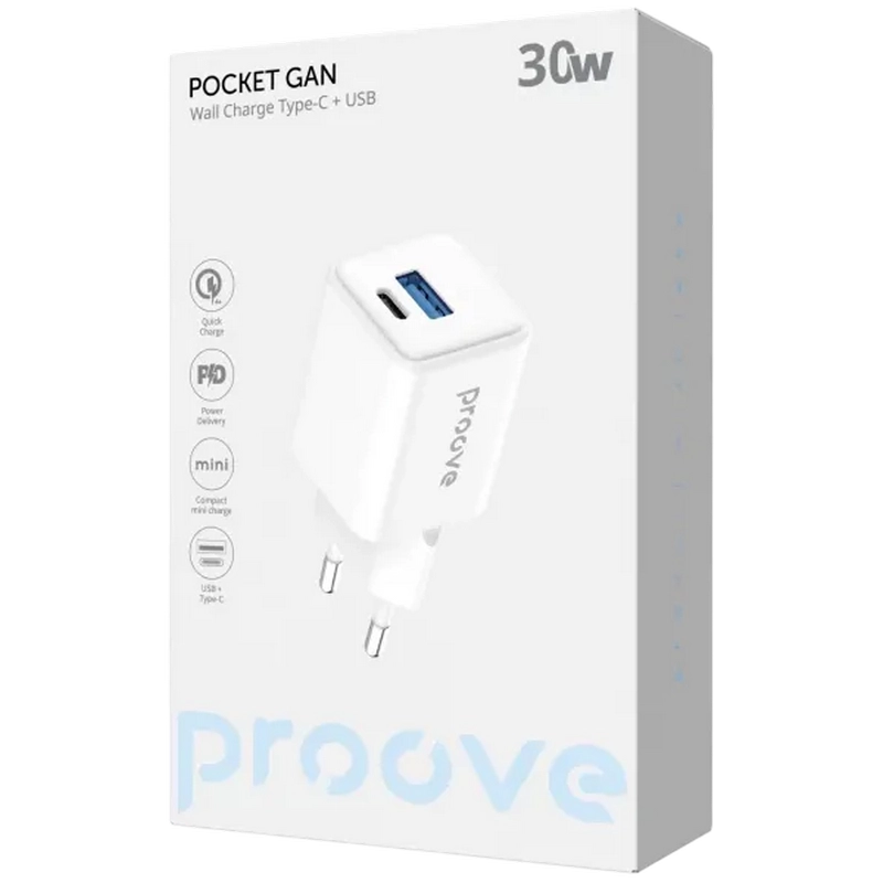 Încărcător Proove Pocket Gan Alb
30 W | Mufa EU