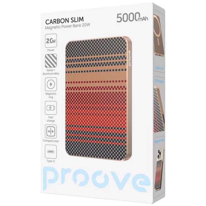 Портативное зарядное устройство Proove Carbon Slim 20W Бронзовый