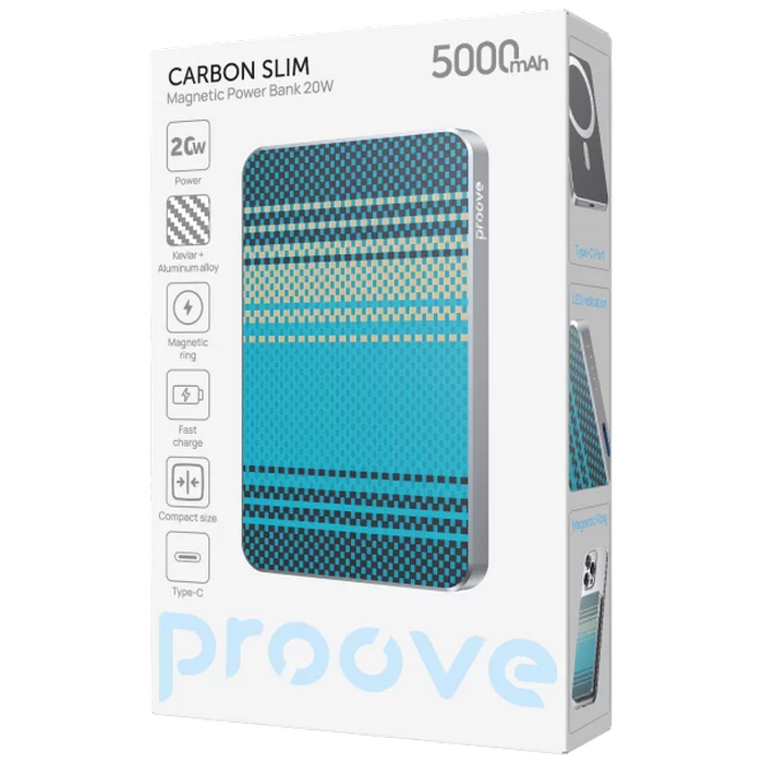 Портативное зарядное устройство Proove Carbon Slim 20W Серебристый