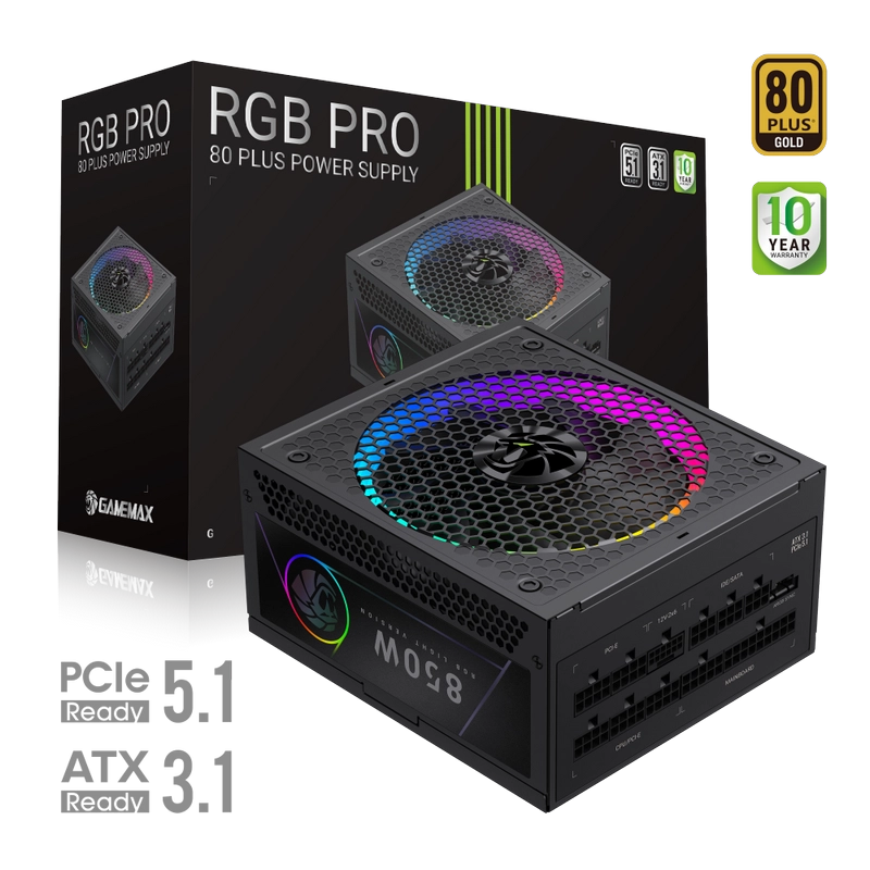 Блок питания для компьютеров Gamemax RGB-850G PRO ATX Черный