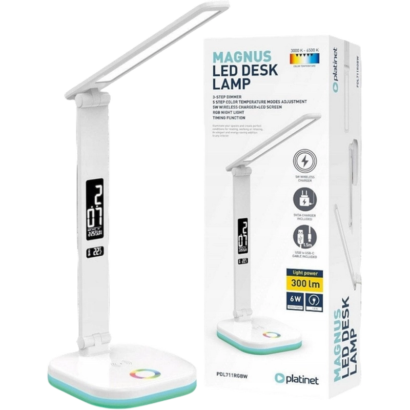 Lampa de birou Platinet PDL711RGB Alb
6 W | 300 Lm | 6500K