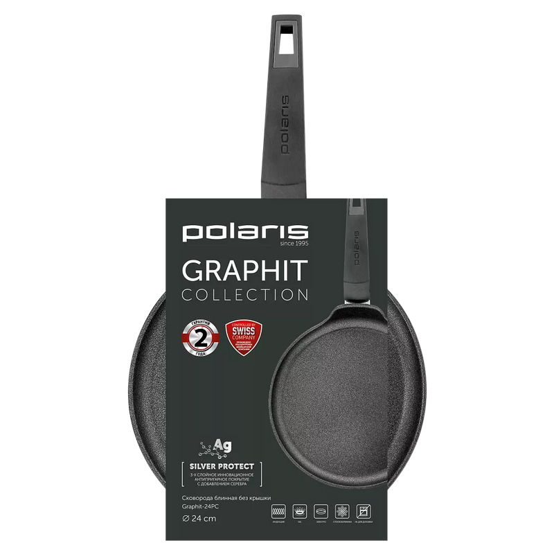 Tigaie pentru clătite Polaris Graphit-24PC Graphit Negru
24 cm | Aluminiu