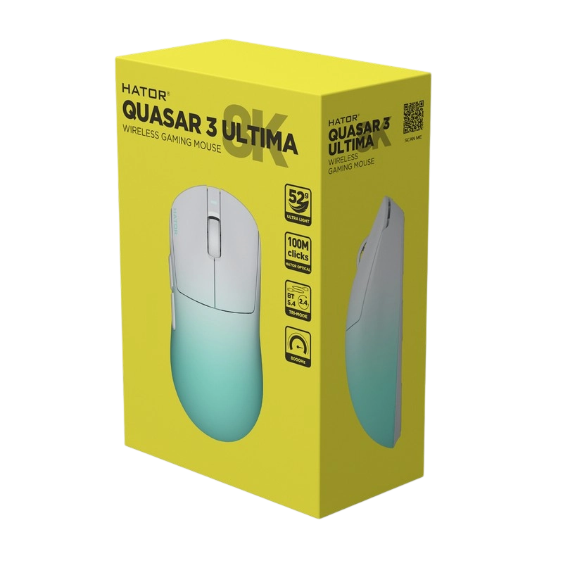 Игровая мышь HATOR Quasar 3 Ultima 8K Wireless Белый | Мятный