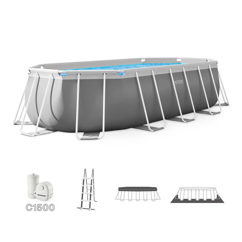 Piscină cu cadru metalic Intex Prism Frame 26796 Gri deschis
Oval | PVC