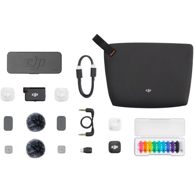 Портативный записывающий микрофон DJI Mic Mini 2 (2 TX + 1 RX + Charging Case) Беспроводной Черный