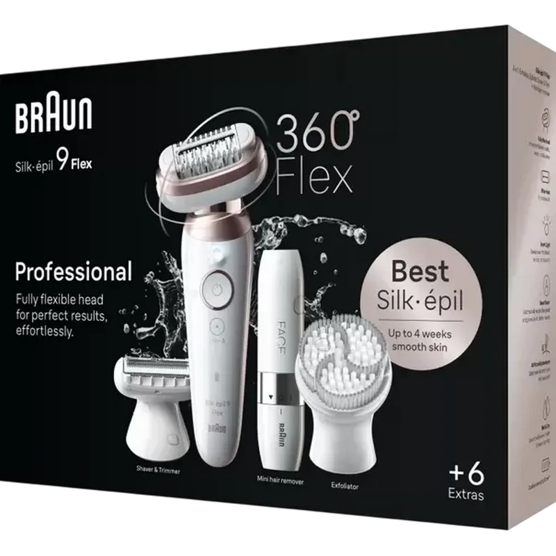 Epilator Braun SES9360 Alb | Auriu
Uscat,Umed | Baterie | In formă de plasă