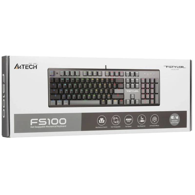 Tastatură A4Tech FS100 Mecanic Negru
Cu fir | Engleza,Rusă,Română