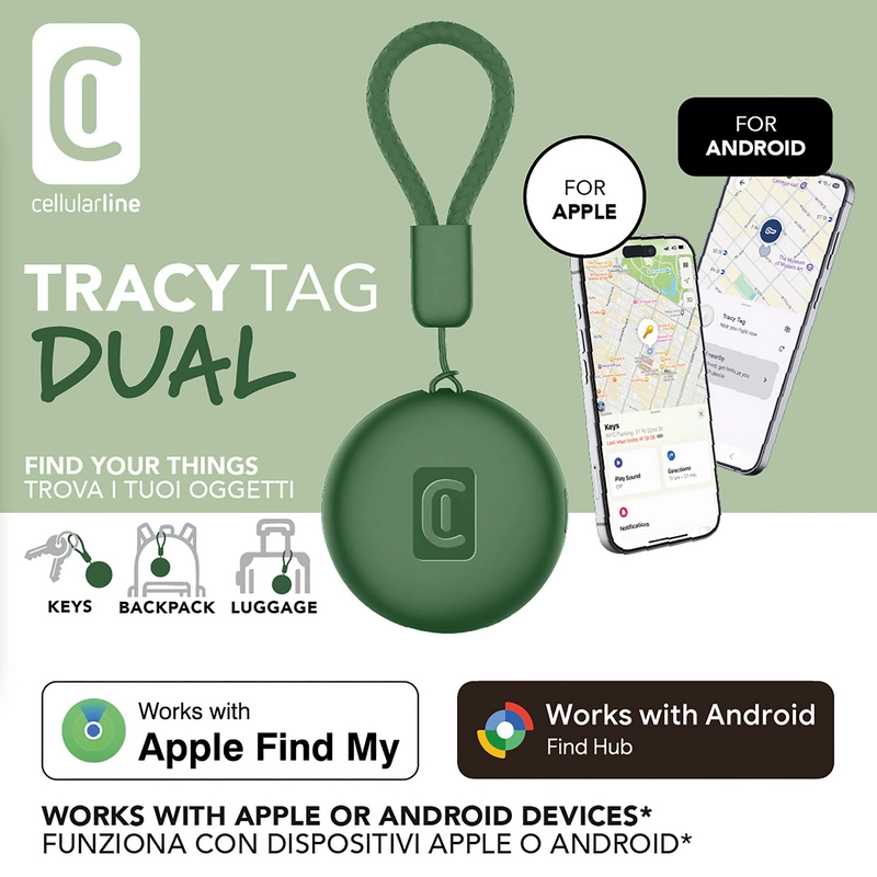 Смарт трекер Cellularline Tracy Tag Dual Зелёный